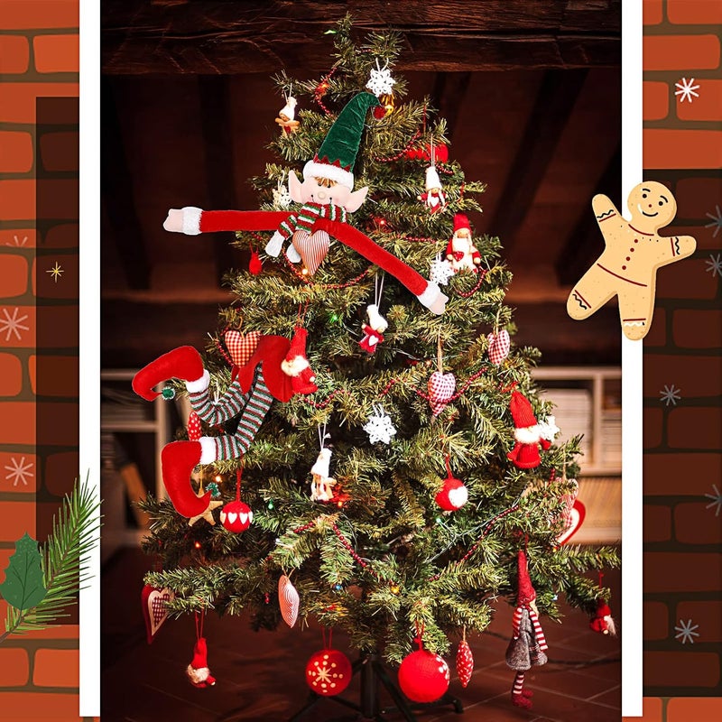 Sratte سراة 2 قطعة أرجل قزم شجرة عيد الميلاد رأس قزم محشوة معلقة زينة شجرة عيد الميلاد قبعات حمراء وخضراء زينة للديكور الداخلي والخارجي للمنزل مدفأة السيارة - Image 4