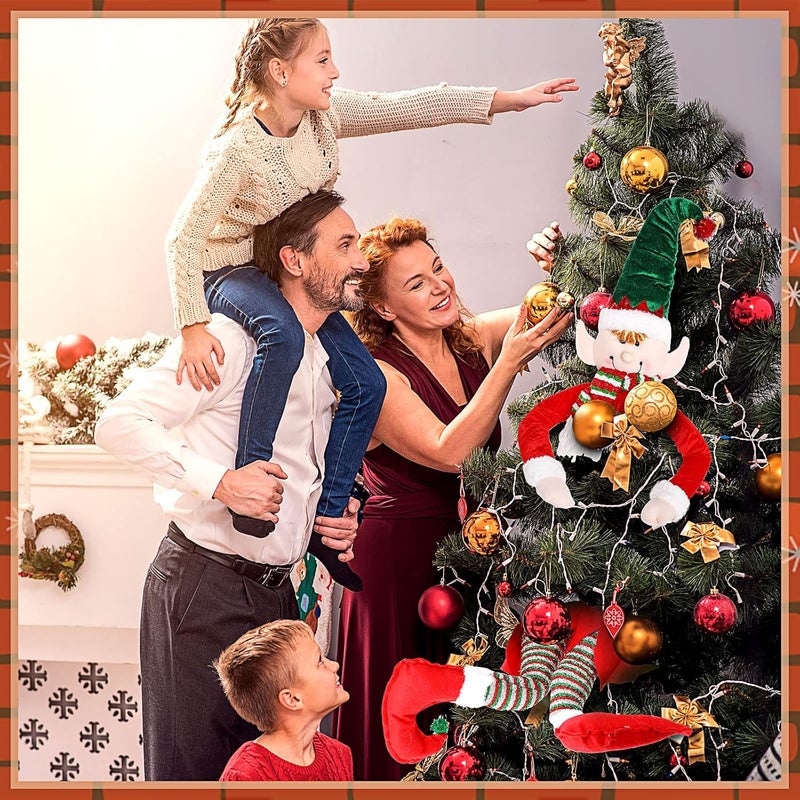 Sratte سراة 2 قطعة أرجل قزم شجرة عيد الميلاد رأس قزم محشوة معلقة زينة شجرة عيد الميلاد قبعات حمراء وخضراء زينة للديكور الداخلي والخارجي للمنزل مدفأة السيارة - Image 5