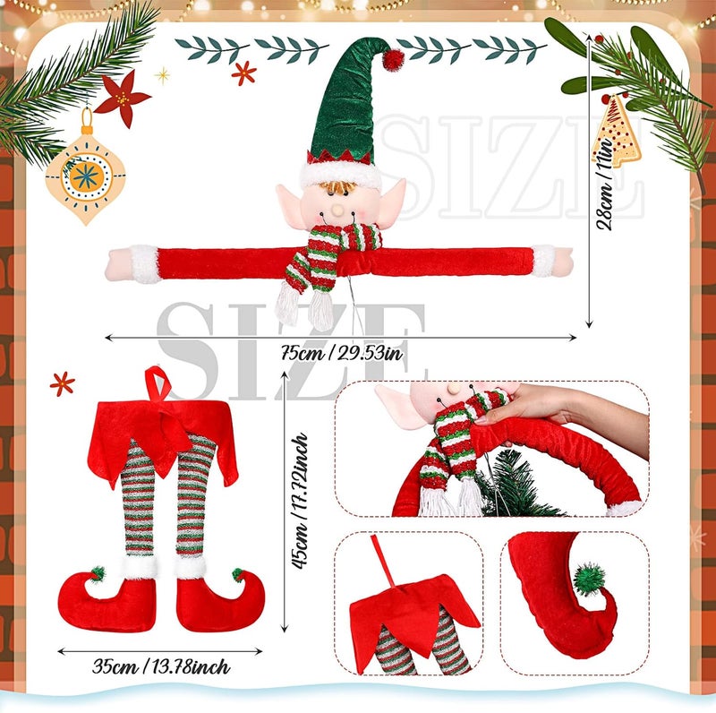 Sratte سراة 2 قطعة أرجل قزم شجرة عيد الميلاد رأس قزم محشوة معلقة زينة شجرة عيد الميلاد قبعات حمراء وخضراء زينة للديكور الداخلي والخارجي للمنزل مدفأة السيارة - Image 2