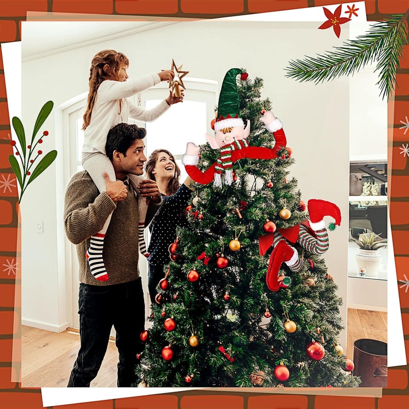 Sratte سراة 2 قطعة أرجل قزم شجرة عيد الميلاد رأس قزم محشوة معلقة زينة شجرة عيد الميلاد قبعات حمراء وخضراء زينة للديكور الداخلي والخارجي للمنزل مدفأة السيارة - Image 3