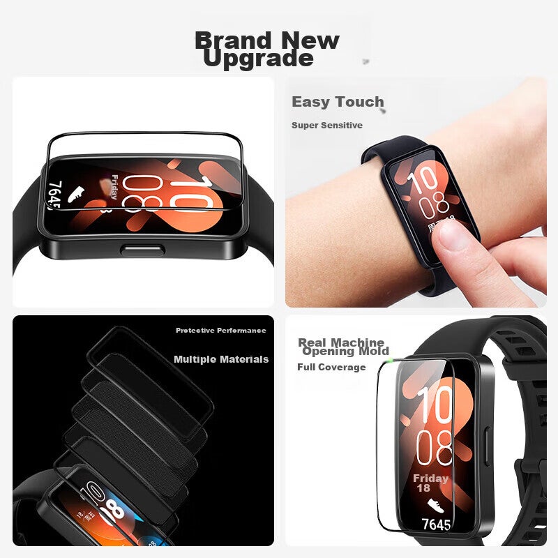 KOVOL [2-Pack] Screen Protector for Huawei Band 10/9/8, Composite Film, Non-Tempered Glass Full Coverage Protective Film, Scratch-Resistant, Anti-Fingerprint Wristband Film - Image 1