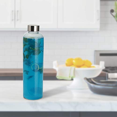 Cutting EDGE 1 Litre Borosilicate Round Glass Water Bottle Set of 1 for School, Home, Office, Travel, Sport, Yoga, Gym, Hot, Cold Drinks (Transparent) - Image 4