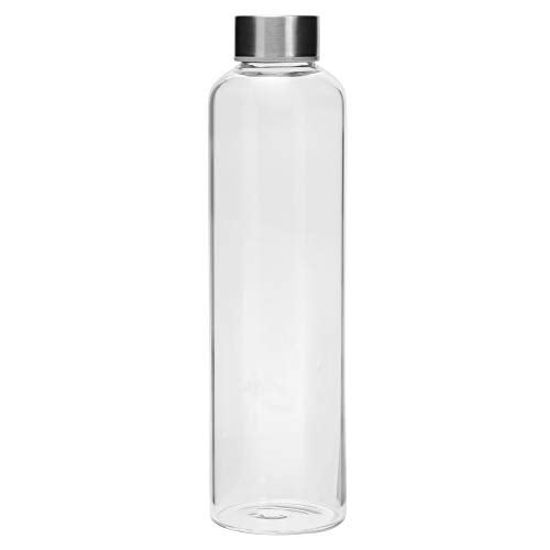 Cutting EDGE 1 Litre Borosilicate Round Glass Water Bottle Set of 1 for School, Home, Office, Travel, Sport, Yoga, Gym, Hot, Cold Drinks (Transparent) - Image 1