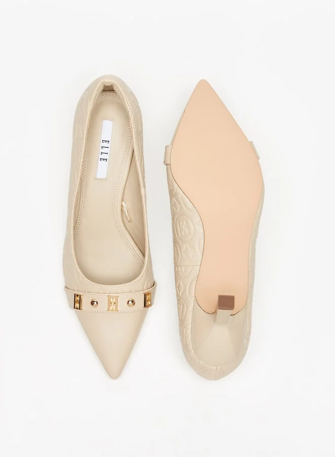 ايل Women's Monogram Embossed Pumps with Kitten Heels