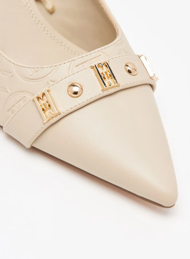ايل Women's Monogram Embossed Pumps with Kitten Heels