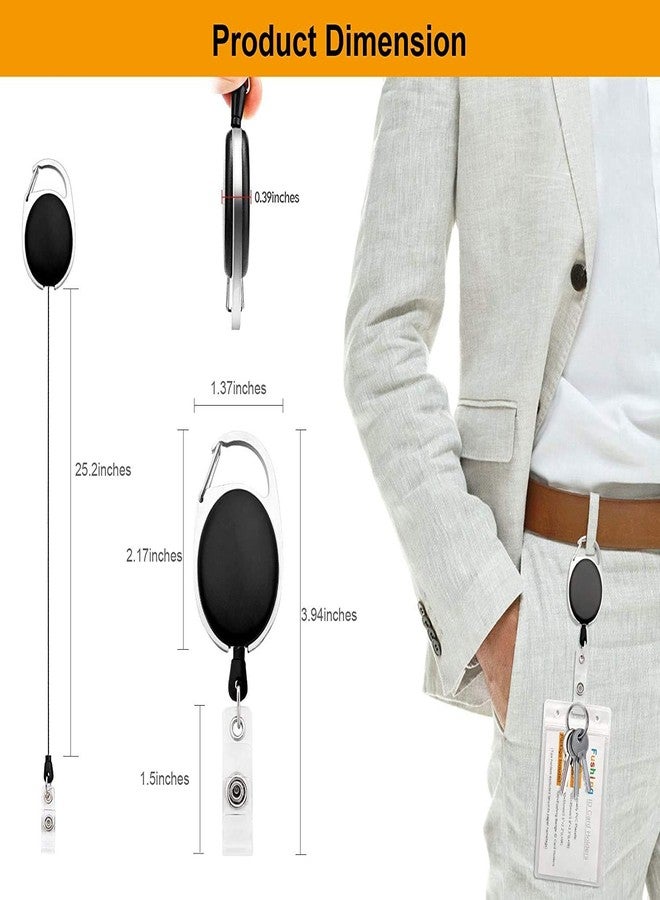 FEDUS Oval Badge YoYo Clip with ID Card Retractable Holder (Black) Pack of 1 - Image 2