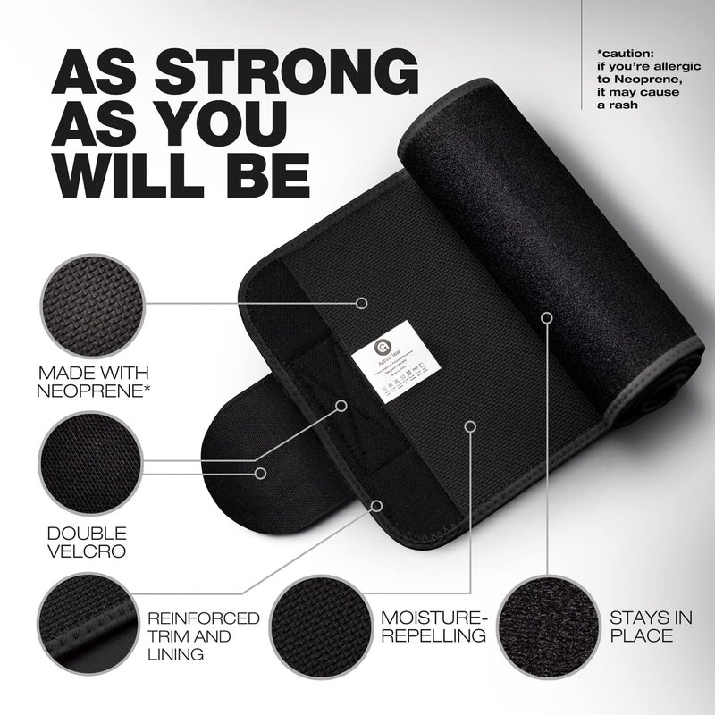 ActiveGear Waist Trimmer Belt for Stomach and Back Lumbar Support, Large: 9" x 46" - Silver - Image 2