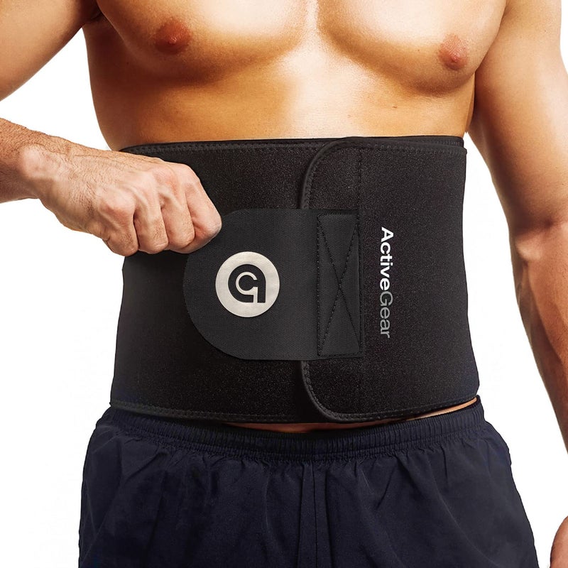 ActiveGear Waist Trimmer Belt for Stomach and Back Lumbar Support, Large: 9" x 46" - Silver - Image 1