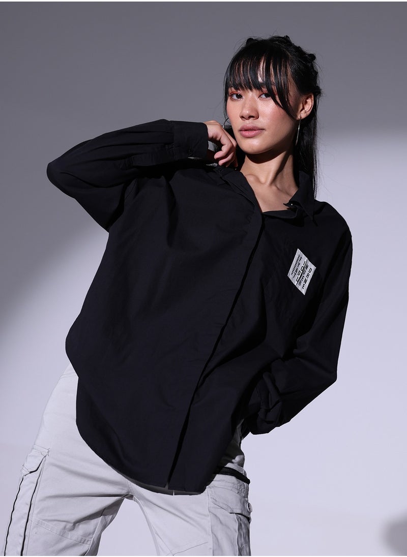 Hubberholme - Relaxed Spread Collar Oversized Casual Shirt for Women - Image 1