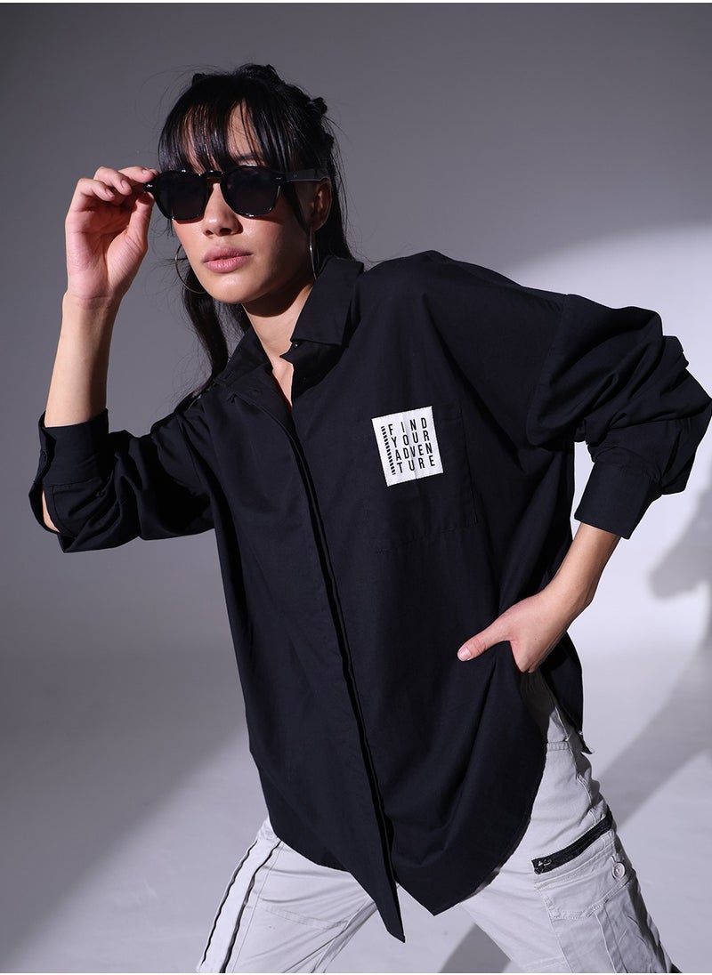Hubberholme - Relaxed Spread Collar Oversized Casual Shirt for Women - Image 1