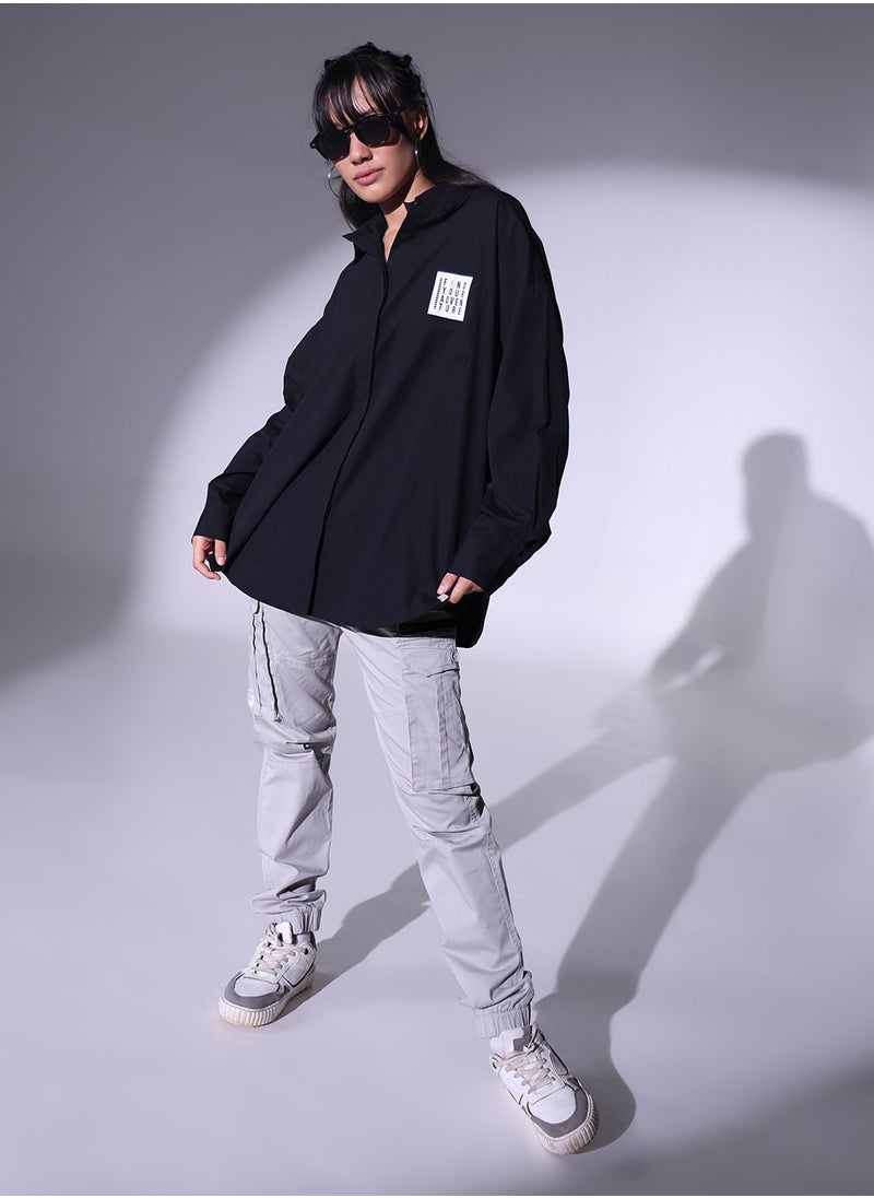 Hubberholme - Relaxed Spread Collar Oversized Casual Shirt for Women - Image 1
