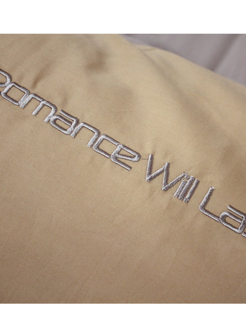 Satin Light Luxury Embroidery Romantic Yellow Grey 200 * 230cm Bed Set of Four Pieces  - Image 3
