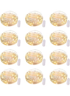 Generic 12-Pack LED Fairy Lights Battery Powered Waterproof Silver Cord (7Ft Warm White) For DIY Wedding Party Bedroom Patio  - Image 1