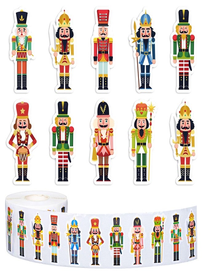 Whaline 1000Pcs Christmas Nutcracker Stickers Roll Xmas Cartoon Nutcracker King and Soldier Self-Adhesive Sticker Decals for Birthday Holiday Party Decor Supplies, 8 Designs - Image 1