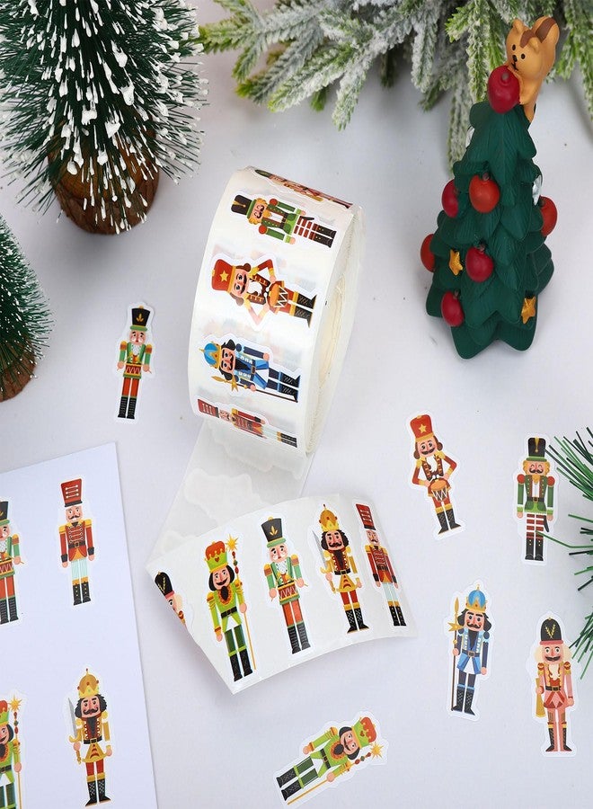 Whaline 1000Pcs Christmas Nutcracker Stickers Roll Xmas Cartoon Nutcracker King and Soldier Self-Adhesive Sticker Decals for Birthday Holiday Party Decor Supplies, 8 Designs - Image 3