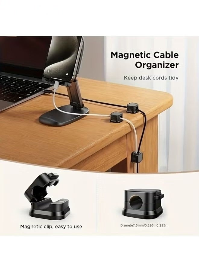 10pcs Magnetic Cable Clips Non-slip Cable Organizer Charging Cable Storage Clip Plastic Material Practical Gadget Sleek Cord Organizer for Desk Home Car Office - Image 2