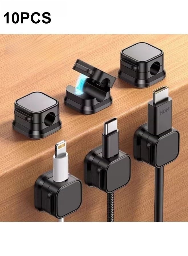 10pcs Magnetic Cable Clips Non-slip Cable Organizer Charging Cable Storage Clip Plastic Material Practical Gadget Sleek Cord Organizer for Desk Home Car Office - Image 1