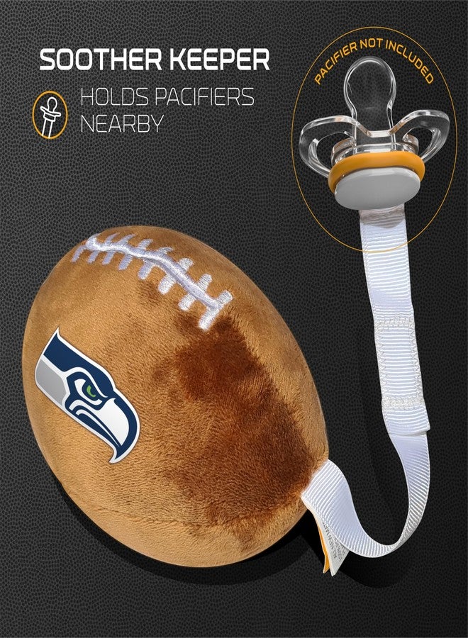 Smilo Seattle Seahawks Plush Football Pacifier Holder by Smilo - Officially Licensed NFL Soother Holder - Soft Plush Toy and Dummy Holder - Fits Any Pacifier - Stroller Accessory & Newborn Essential - Image 3
