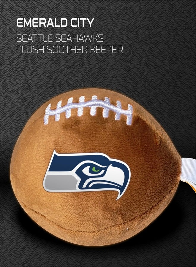 Smilo Seattle Seahawks Plush Football Pacifier Holder by Smilo - Officially Licensed NFL Soother Holder - Soft Plush Toy and Dummy Holder - Fits Any Pacifier - Stroller Accessory & Newborn Essential - Image 5