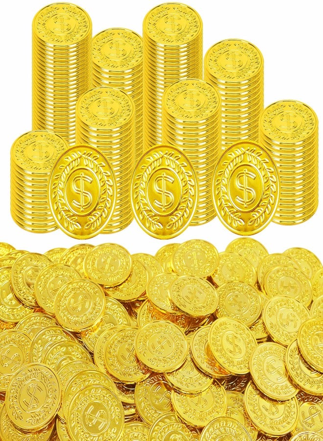 Nuesaurd 200Pcs Gold Coins, Plastic Gold Coins Bulk, 1.4 Inch Fake Coins for Rewards Tokens, Pirate Coin for Party Decorations, Reasure Hunt Games, Adventure Theme Party Supplies - Image 1