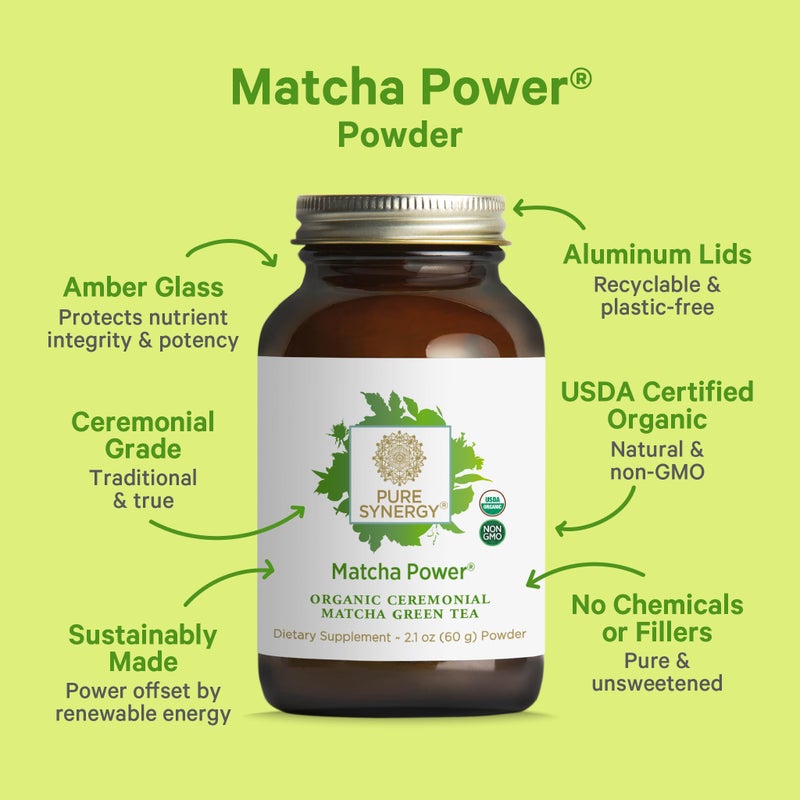 PURE SYNERGY Matcha Power | Organic Matcha Powder | Ceremonial Grade Japanese Green Tea Powder | For Enhanced Energy & Alertness (2.1 oz) - Image 3