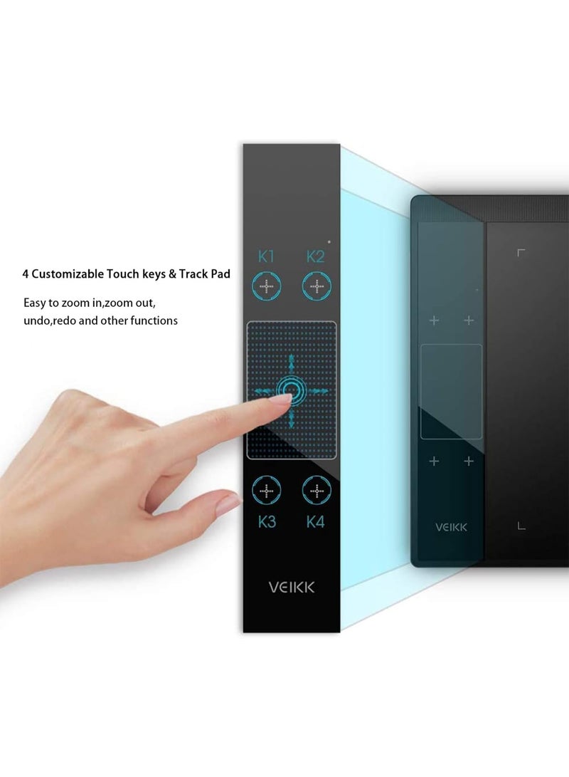 VEIKK Graphics Drawing Tablet A30, 4 Touch Keys 1 Touch Panel, Linux Support, 10x6 Inch Drawing Pad with 8192 Levels Battery-Free Pen Electronic Drawing Tablet for PC/Android/Mac OS/Windows - Image 2