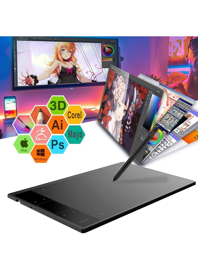 VEIKK Graphics Drawing Tablet A30, 4 Touch Keys 1 Touch Panel, Linux Support, 10x6 Inch Drawing Pad with 8192 Levels Battery-Free Pen Electronic Drawing Tablet for PC/Android/Mac OS/Windows - Image 4