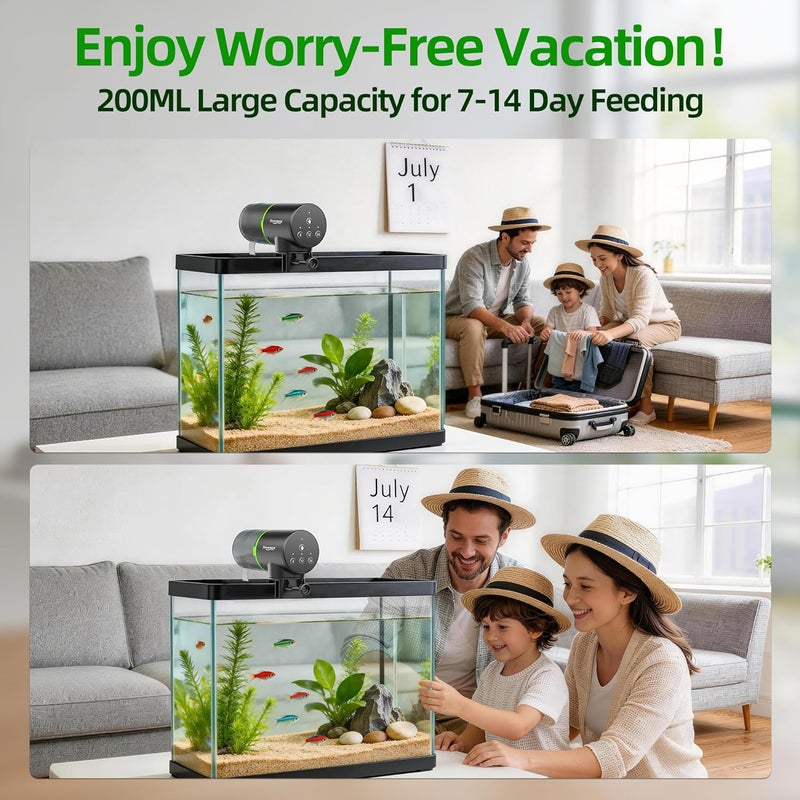 FREESEA Aquarium Automatic Fish Feeder: Vacation Timer Feeder for Fish Tank Electric Adjustable Auto Fish Food Dispenser 0.05 Gal & Two Fixed Methods - Image 3
