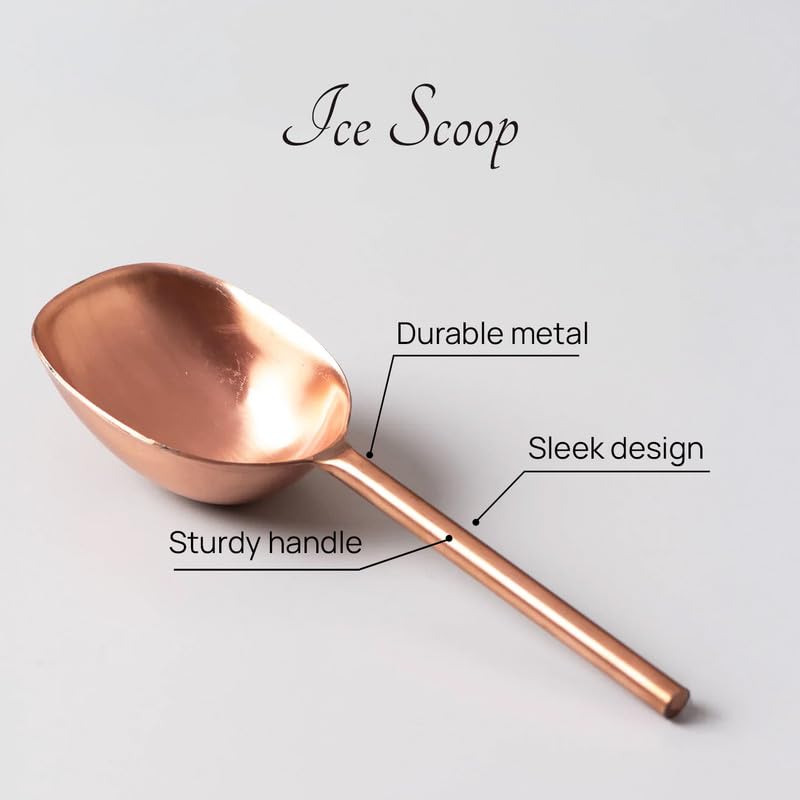 Nestroots Stainless Steel Ice Scoop | Shiny Gold Bar Tool for Ice Handling, Serving & Kitchen Use | Multipurpose Scoop for Home Bars & Parties - Image 4