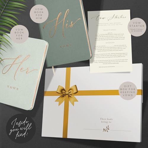 ARTESORI Vow Books His and Hers - Linen Wedding Vow Books Perfect as Bride & Groom Gifts, Wedding Registry Ideas - His & Hers Gifts Wedding Vow Book - Wedding Essentials & Accessories [Mint & Sage] - Image 2