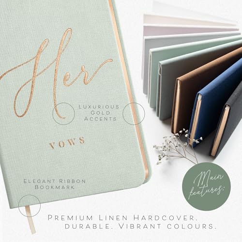 ARTESORI Vow Books His and Hers - Linen Wedding Vow Books Perfect as Bride & Groom Gifts, Wedding Registry Ideas - His & Hers Gifts Wedding Vow Book - Wedding Essentials & Accessories [Mint & Sage] - Image 4