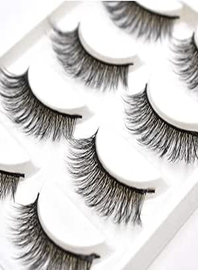 False Eyelashes 5 Pairs Cat Eye Faux Mink Lashes Natural Looking Reusable False Lashes Easy to Apply and No Glue Needed Waterproof Fake Eyelash Extension for Women.(8010: 6-18MM)