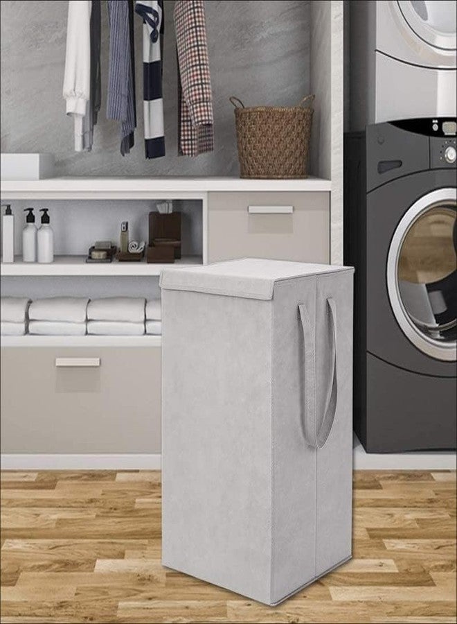 ACORMEK Acromek Folding Laundry Basket/Bag for Clothes Organizer |Toy Storage Box with Lid & Handle Collapsible, Toys Organiser, Washing Mesh Cloth Storage Basket 75 Litre (Grey_01) - Image 2