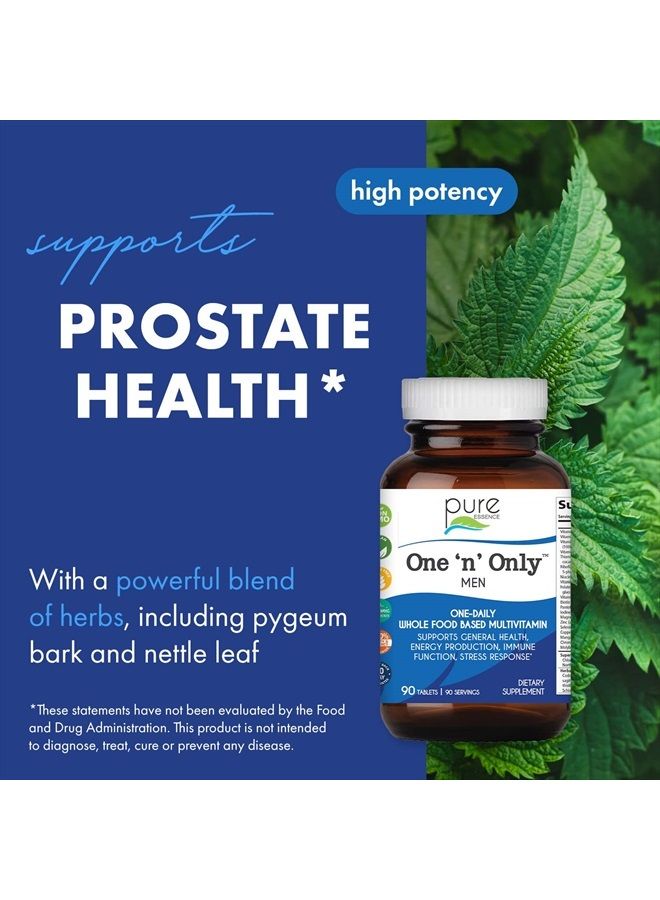 PURE ESSENCE LABS One N Only Multivitamin for Men, Natural One a Day Herbal Supplement with Vitamin D3, B12, and Biotin with Whole Foods, 90 Tablets - Image 2