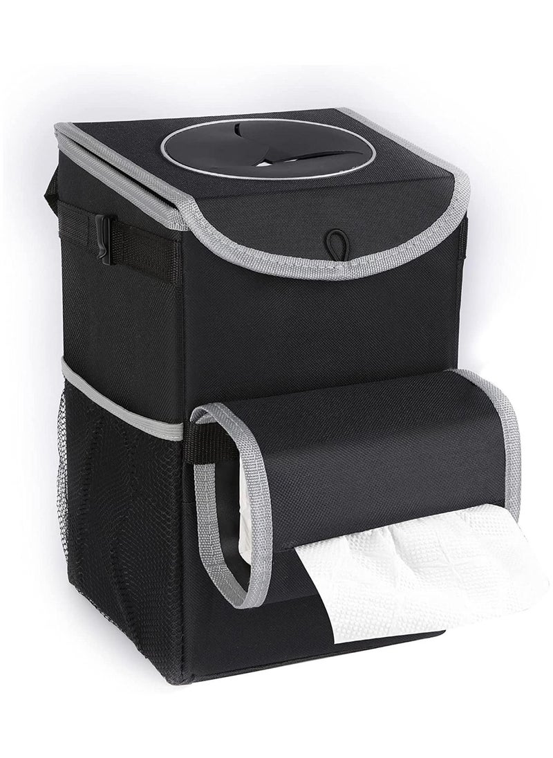 GT-Wheel Car Trash Storage Bag with Lid with Removable Leak Proof Interior Liners Pockets Large Capacity Trash Bin  - Image 2