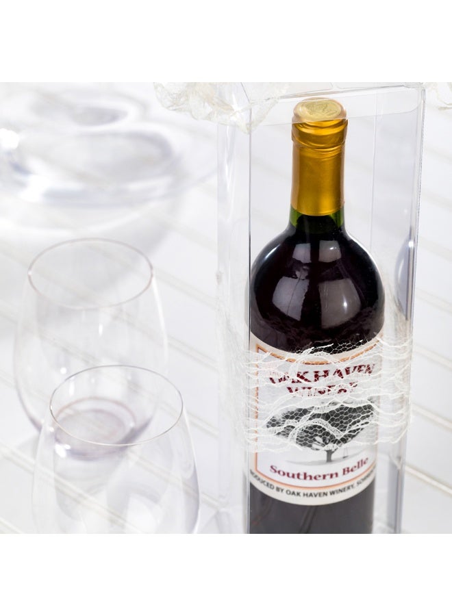 Restaurantware Vino Vision 3.4 x 12.6 Inch Wine Gift Boxes, 100 Disposable Wine Boxes For Gifts - Pop and Lock Bottom, For Birthday Parties, Weddings, Or Anniversaries, Clear Plastic Bottle Boxes, - Image 3