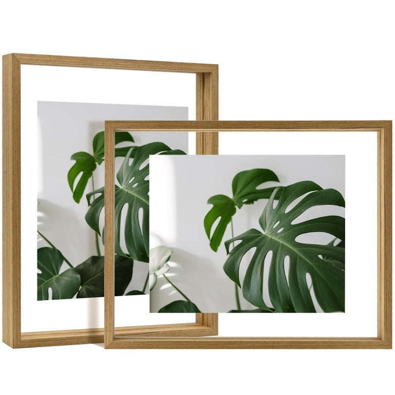 Egofine Egofine 11x14 Floating Frames Set of 2 Double Plexiglass Picture Frame Made of Solid Wood Display Any Size Photo up to 11x14 Wall Mount or Tabletop Standing Carbonized