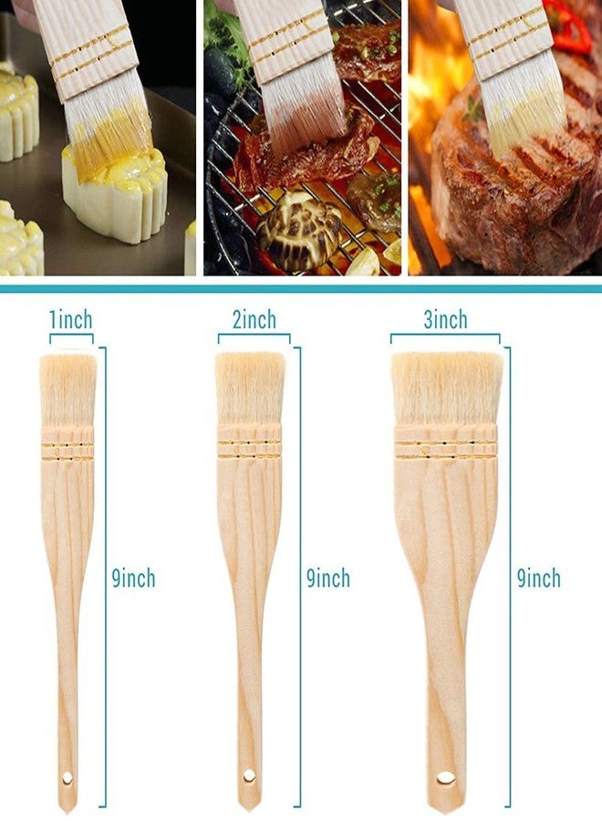 AngelReally 4 Pcs Flat Hake Brushes Hake Paint Brush Artist Painting Brushes Set Sheep Hair Bristles Wash Brush for Watercolor, Wash, Ceramic and Pottery Painting (2X 1 Inch＋1x 2 Inch and 1x 3 Inch) - Image 2