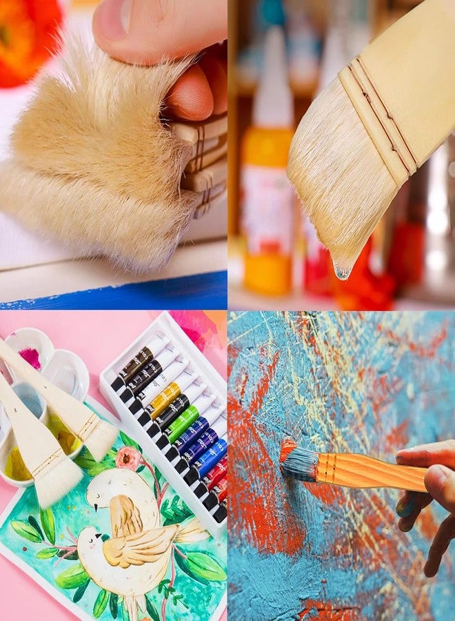 AngelReally 4 Pcs Flat Hake Brushes Hake Paint Brush Artist Painting Brushes Set Sheep Hair Bristles Wash Brush for Watercolor, Wash, Ceramic and Pottery Painting (2X 1 Inch＋1x 2 Inch and 1x 3 Inch) - Image 5