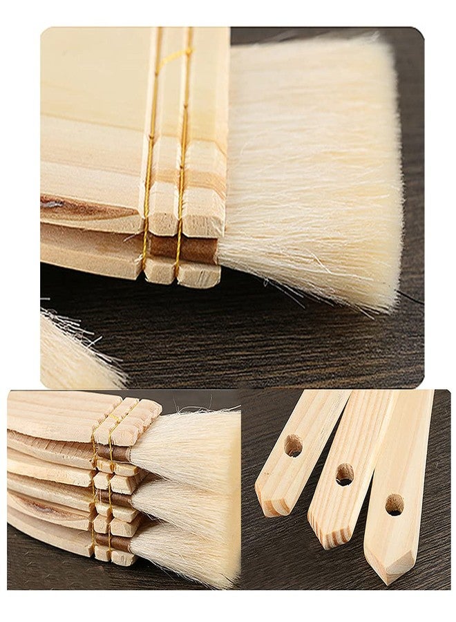 AngelReally 4 Pcs Flat Hake Brushes Hake Paint Brush Artist Painting Brushes Set Sheep Hair Bristles Wash Brush for Watercolor, Wash, Ceramic and Pottery Painting (2X 1 Inch＋1x 2 Inch and 1x 3 Inch) - Image 3