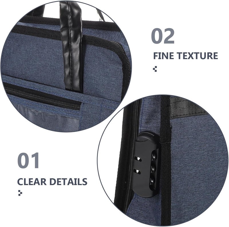 Portable Business Briefcase for Men, Oxford Cloth Document Organizer Bag with Handle and Password Lock, Travel File Carrier Suitable for Office and Meetings, Blue - Image 5