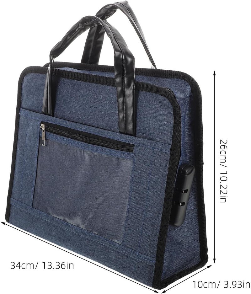 Portable Business Briefcase for Men, Oxford Cloth Document Organizer Bag with Handle and Password Lock, Travel File Carrier Suitable for Office and Meetings, Blue - Image 4