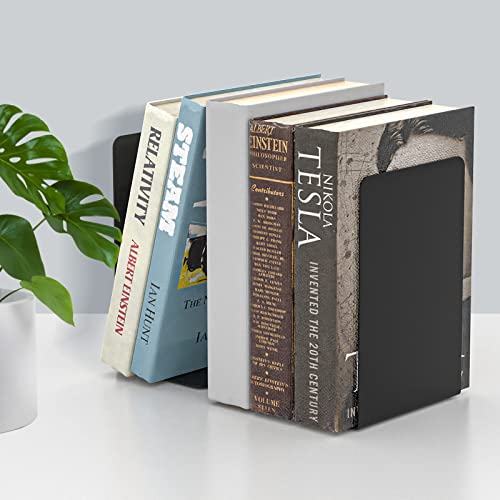VFINE Metal Bookends 2 Pairs, Black Book Ends, Bookends for Shelves, Book Stopper for Heavy Books, Book Dividers for Home Office School Supplies - Image 5