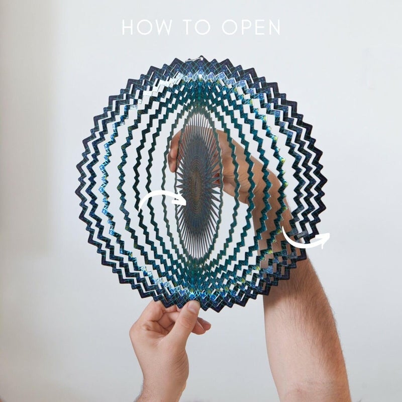 LAVNIK Wind Spinner Mandala Rich Green Starry Sky| Wind Spinner Mandala| 3D Stainless Steel Spinner with Gazing All| Laser Cut Metal Art| Hanging Wind Spinner| Yard Art Decorations(2 Layer Spinner) - Image 3