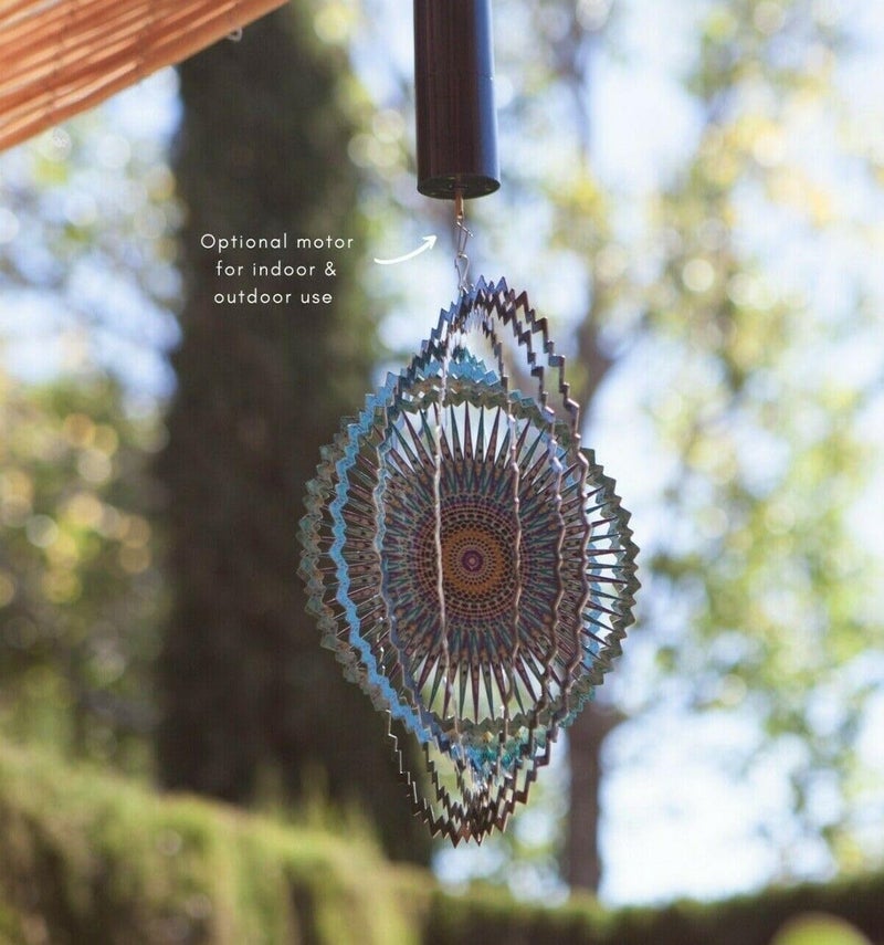LAVNIK Wind Spinner Mandala Rich Green Starry Sky| Wind Spinner Mandala| 3D Stainless Steel Spinner with Gazing All| Laser Cut Metal Art| Hanging Wind Spinner| Yard Art Decorations(2 Layer Spinner) - Image 4
