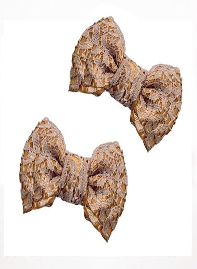 ZUGAD Baby Hair Clips 2 Inches Baby Girls Hair Bows Clips Alligator Clips Ribbon Bows Baby Care Clips Grosgrain Ribbon Hair Barrettes Hair Accessories for Toddlers Kids Girls (2 Pair White + Brown) - Image 4