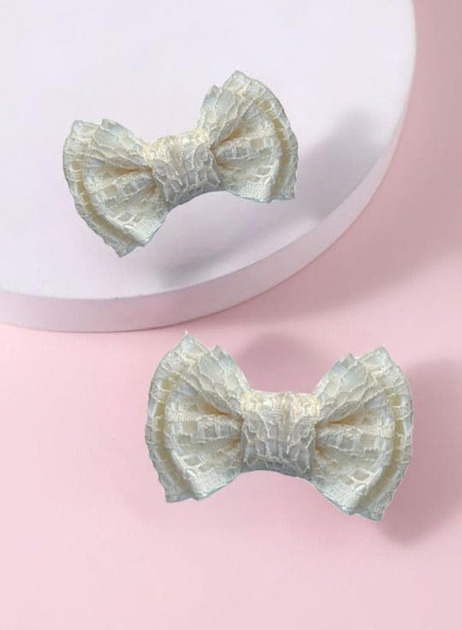 ZUGAD Baby Hair Clips 2 Inches Baby Girls Hair Bows Clips Alligator Clips Ribbon Bows Baby Care Clips Grosgrain Ribbon Hair Barrettes Hair Accessories for Toddlers Kids Girls (2 Pair White + Brown) - Image 5