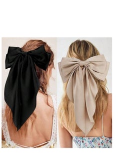 Generic Hair Bows For Women ,  Large Bowknot Hair Accessories, Silk Satin Hair Ribbon Barrettes  - Image 3