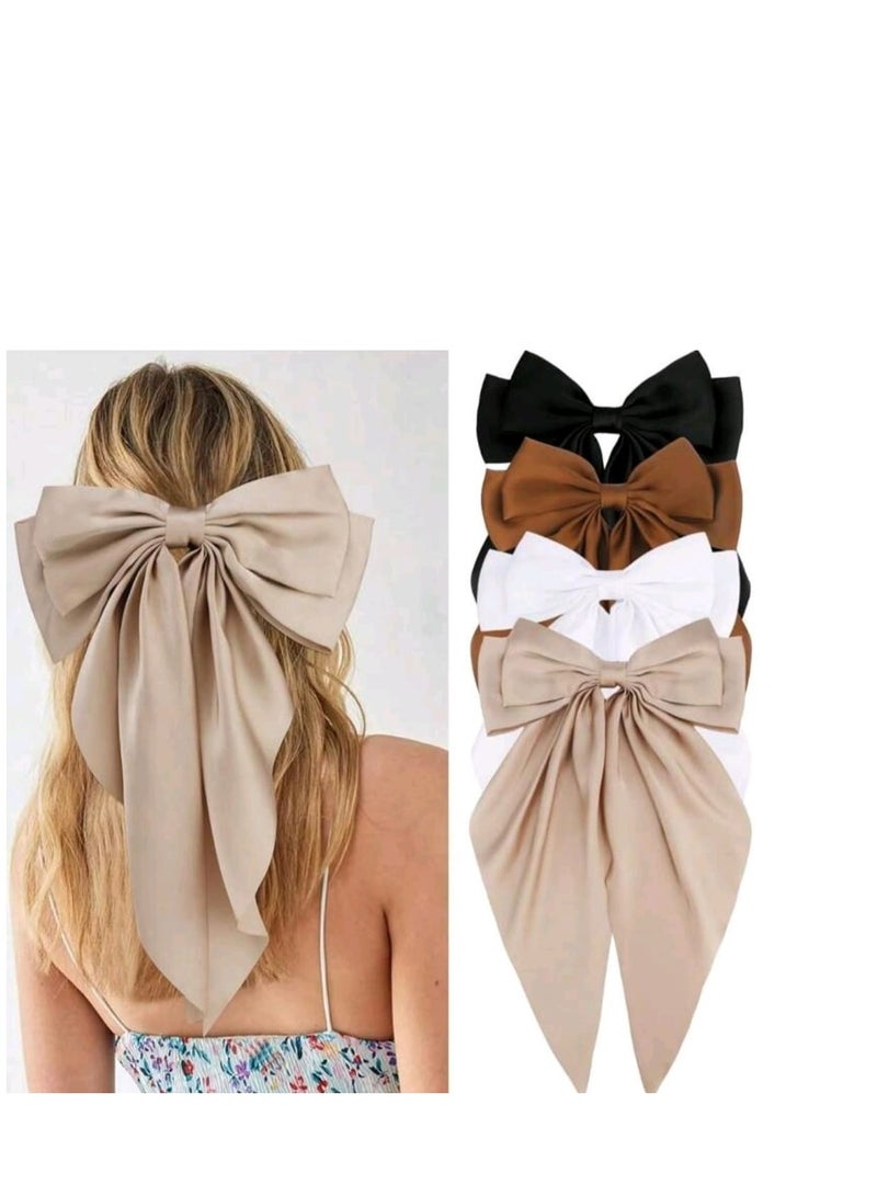 Hair Bows For Women ,  Large Bowknot Hair Accessories, Silk Satin Hair Ribbon Barrettes - Image 4