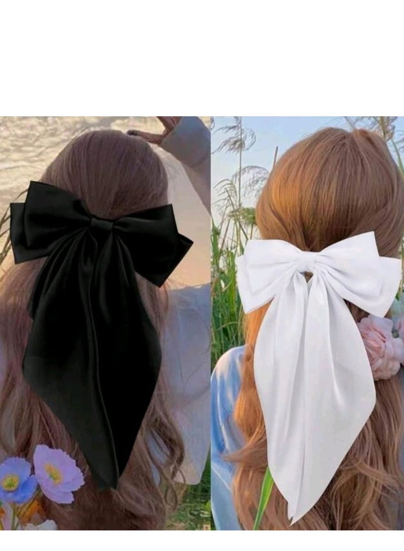 Hair Bows For Women ,  Large Bowknot Hair Accessories, Silk Satin Hair Ribbon Barrettes - Image 5